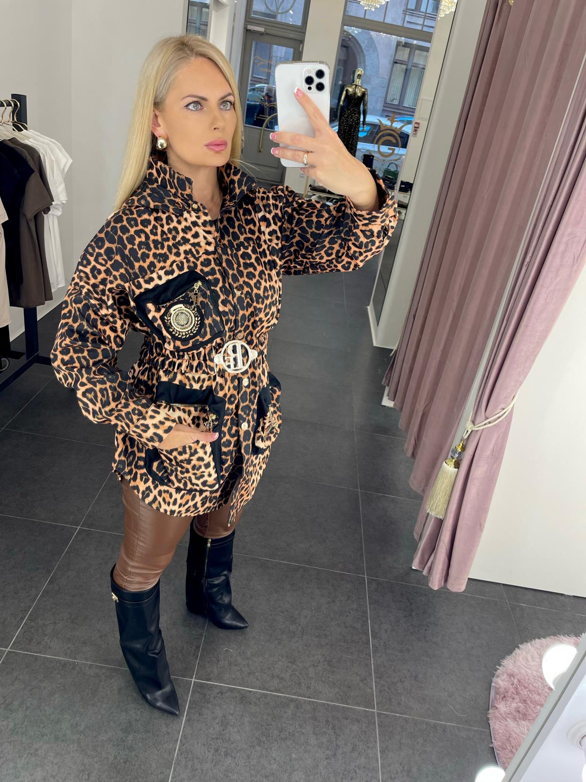 Leopard print trench coat