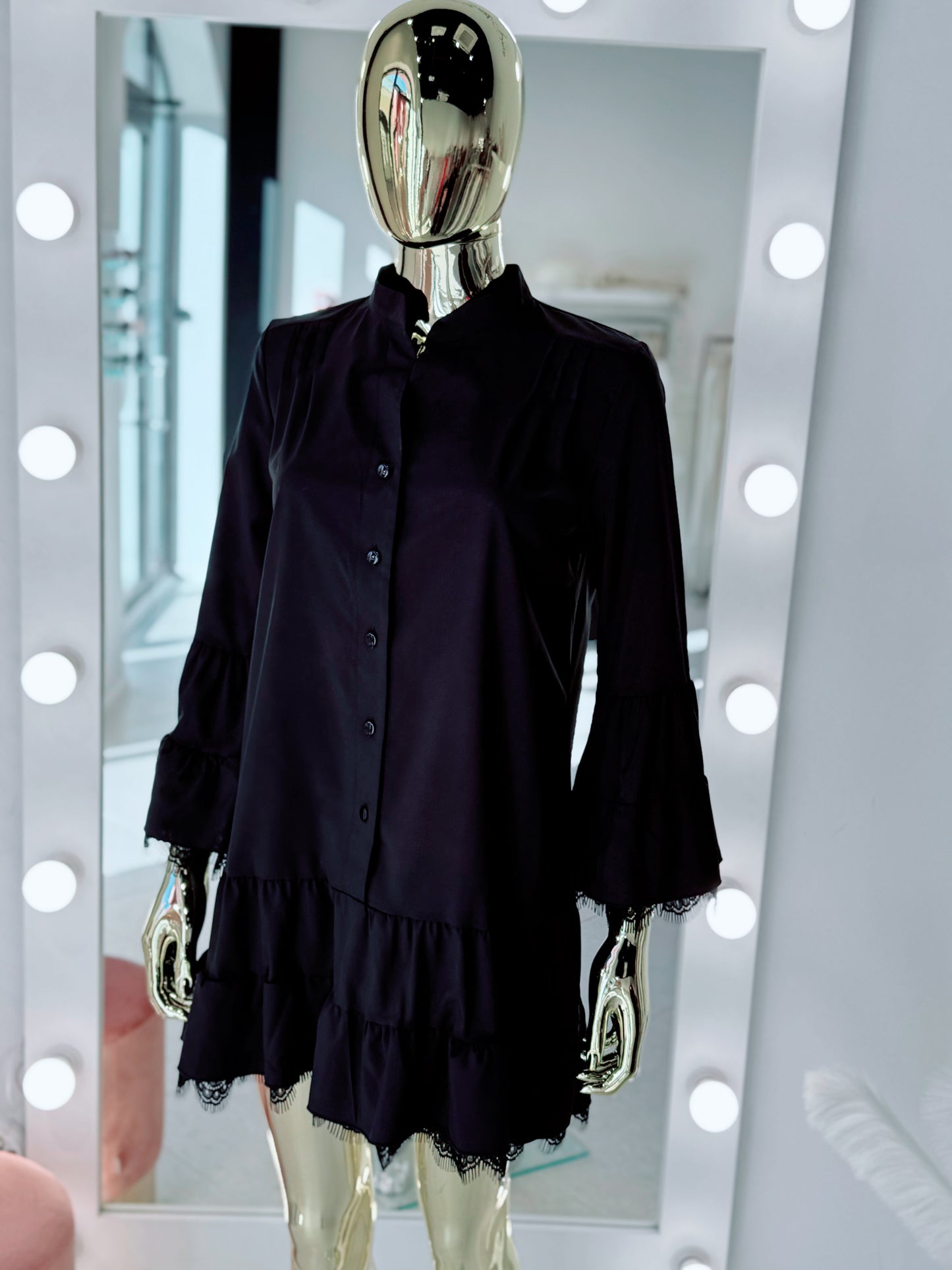 Black dress with gold trim