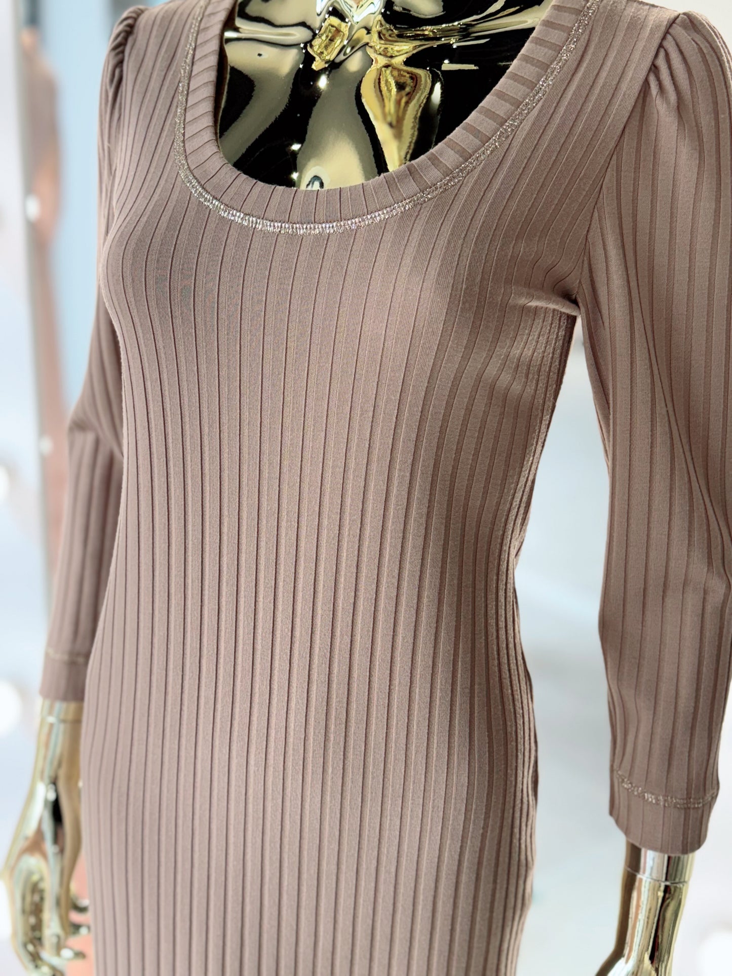 Black dress with gold trim