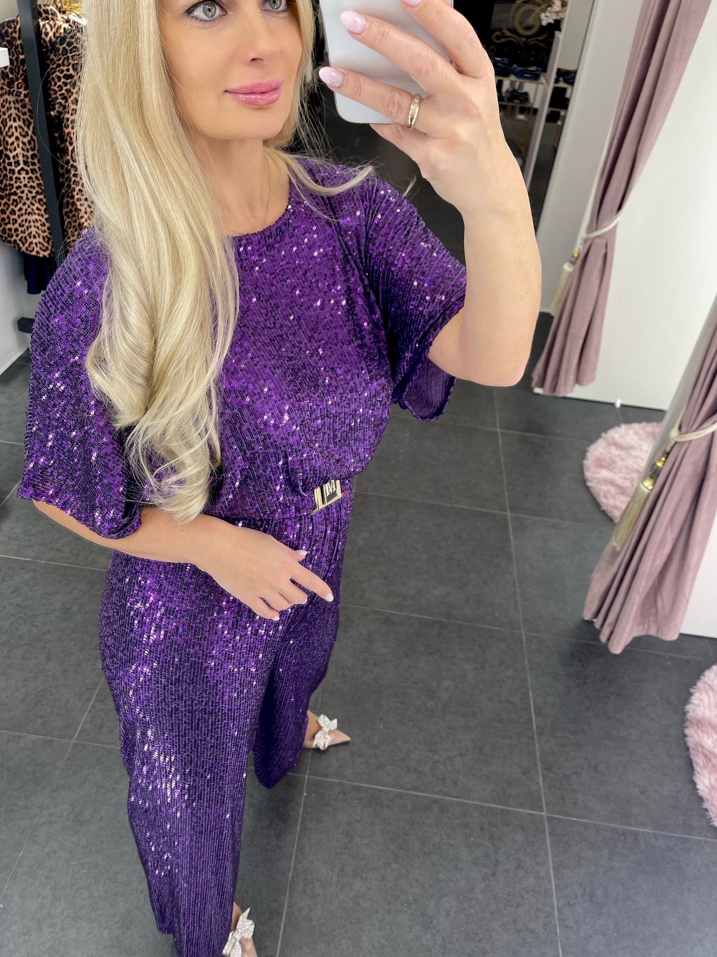 Purple sequin jumpsuit