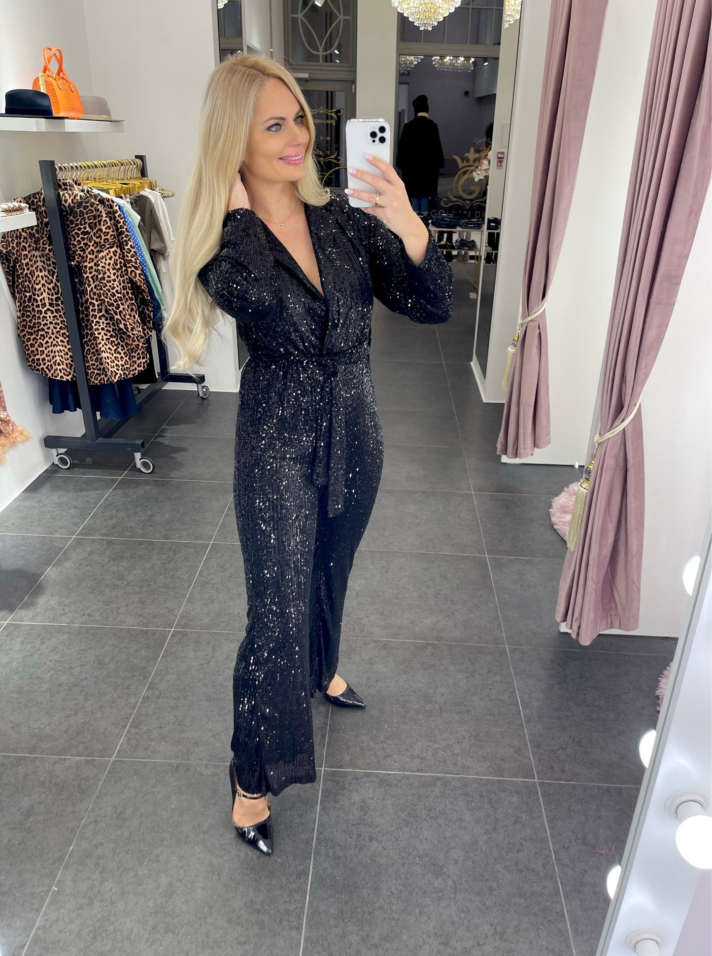 Black sequin jumpsuit