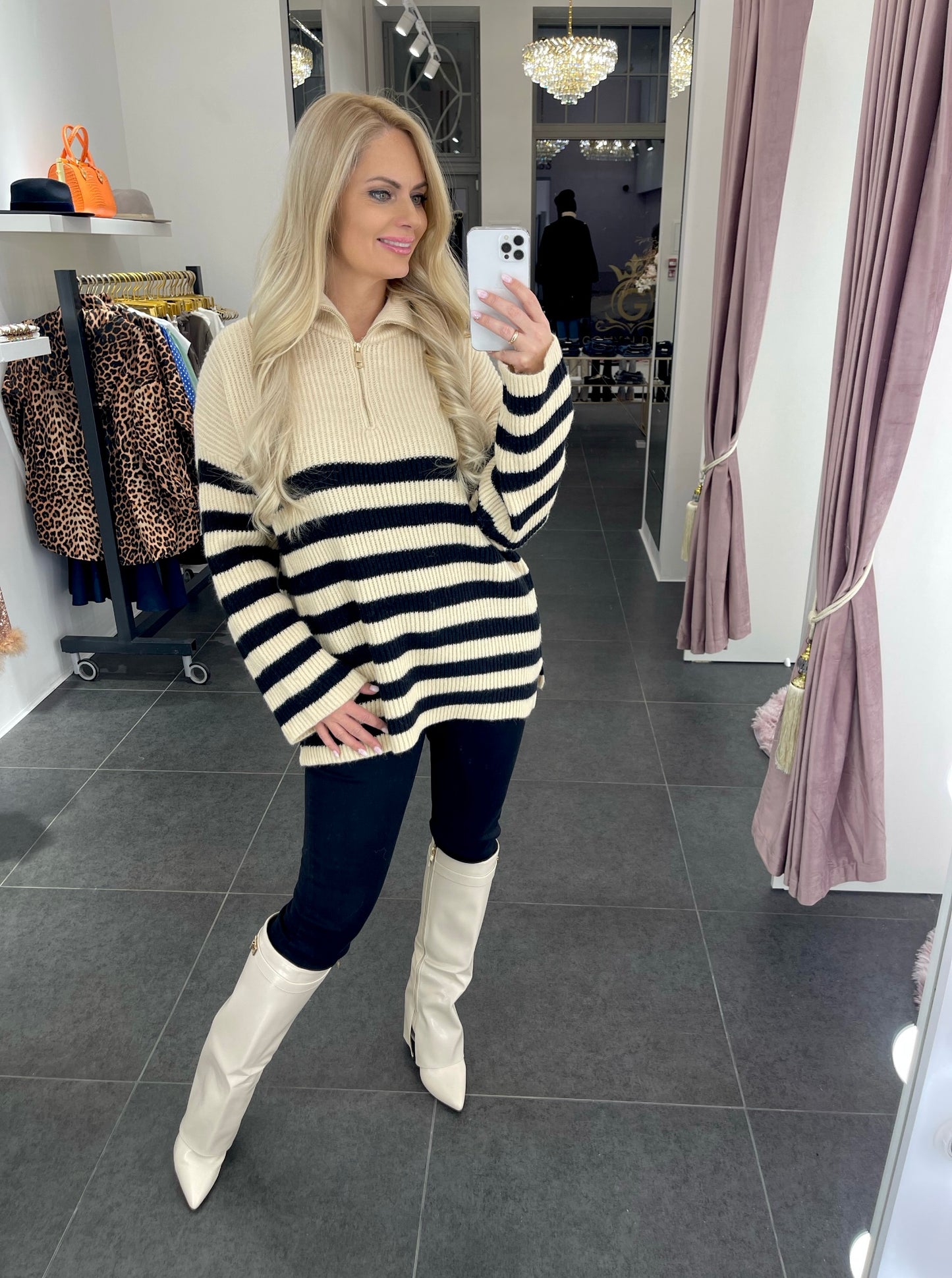 Cream striped sweater