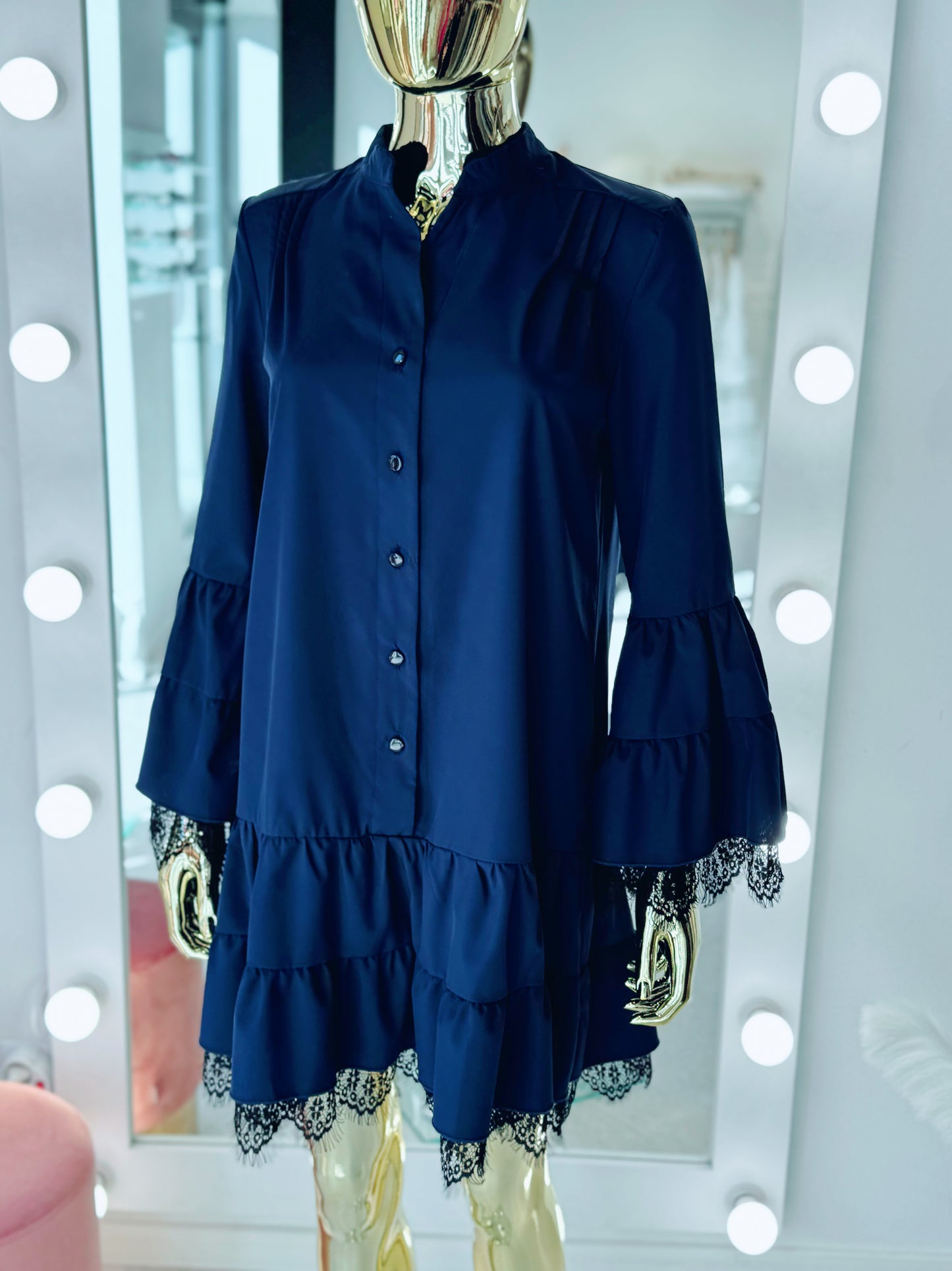 Black dress with gold trim