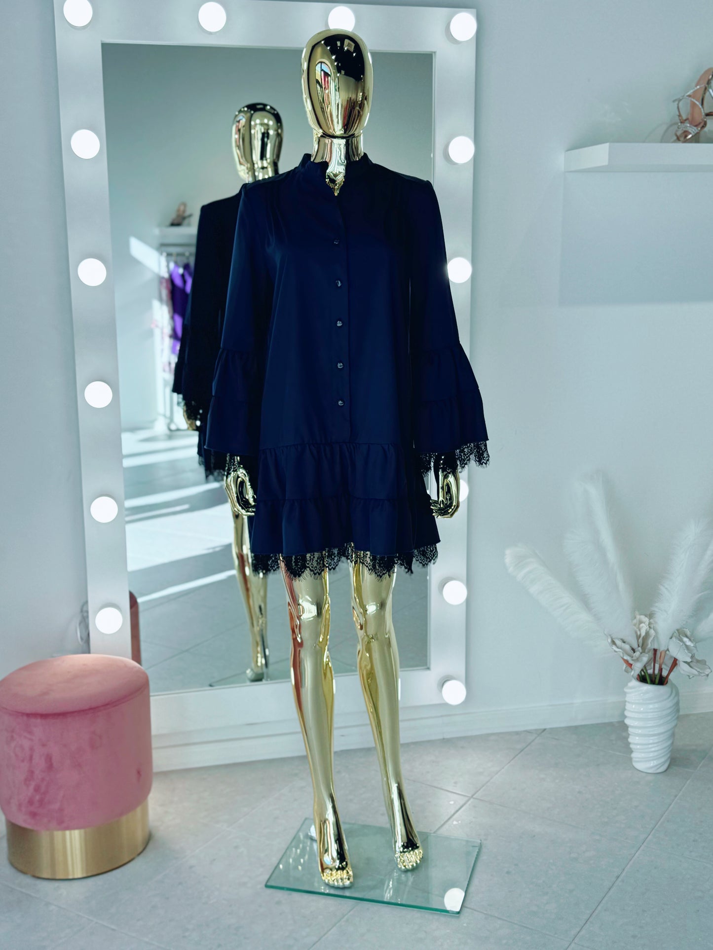 Black dress with gold trim