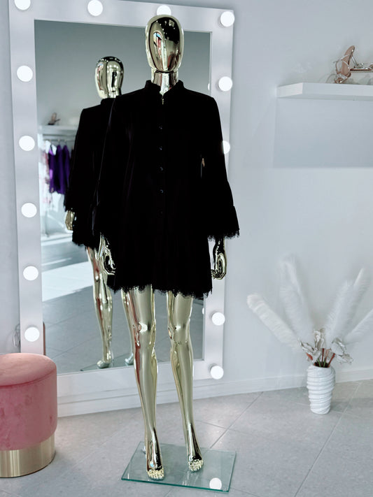 Black dress with gold trim